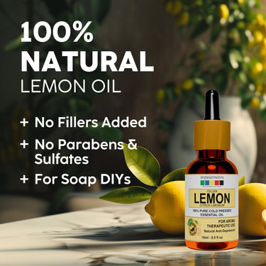 Organix Mantra Lemon Oil | Improves Skin Radiance, Boost Hair Luster | Revitalizing Care for Face, Scalp & Skin | 15ML